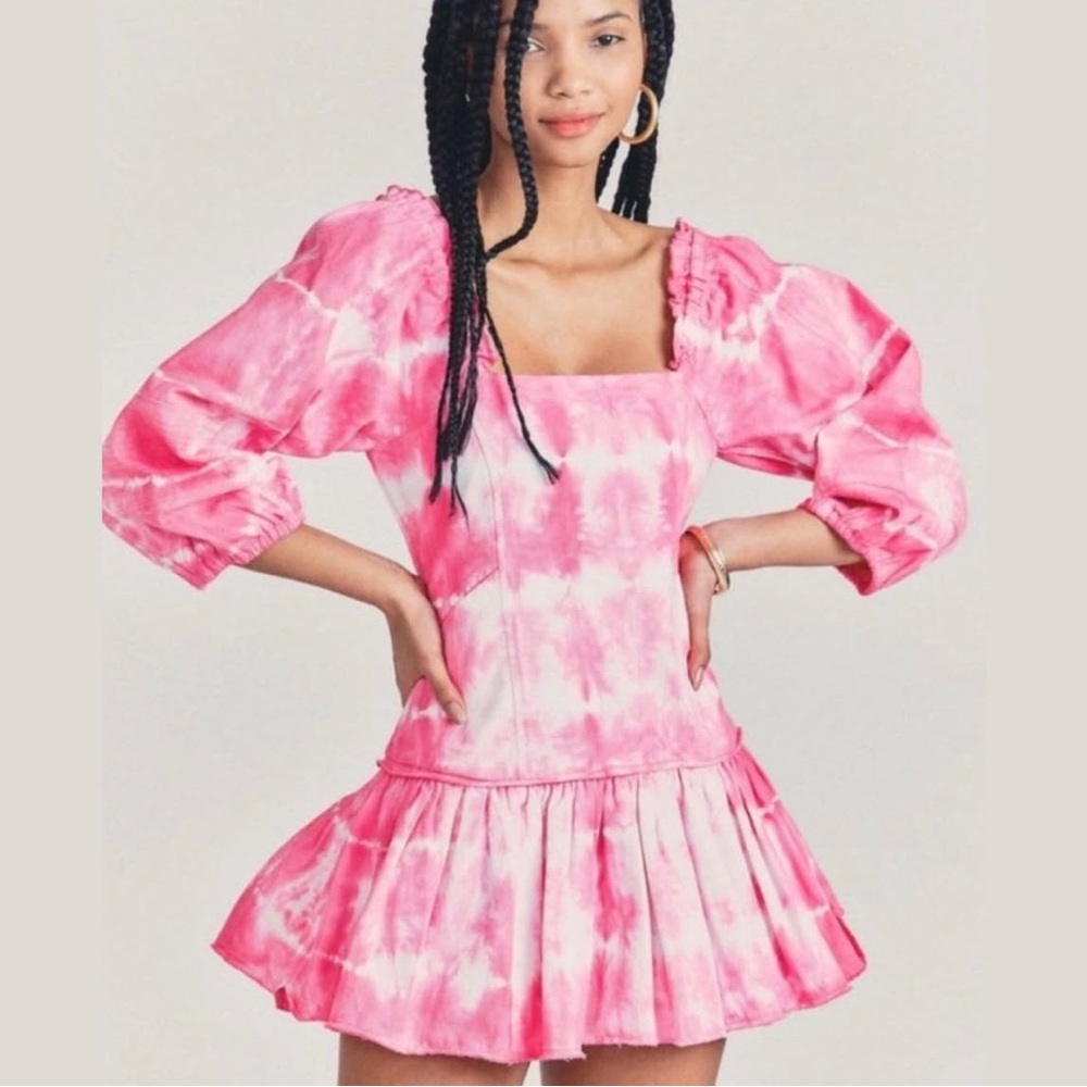 Pink Tie-Dye Puff Sleeve Dress Loveshackfancy